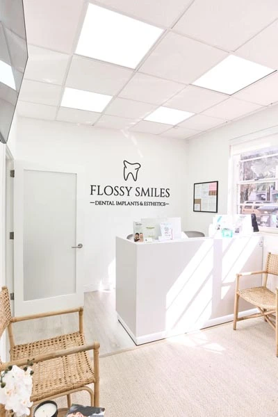 dental insurance and financing front desk at Flossy Smiles Implants & Esthetics